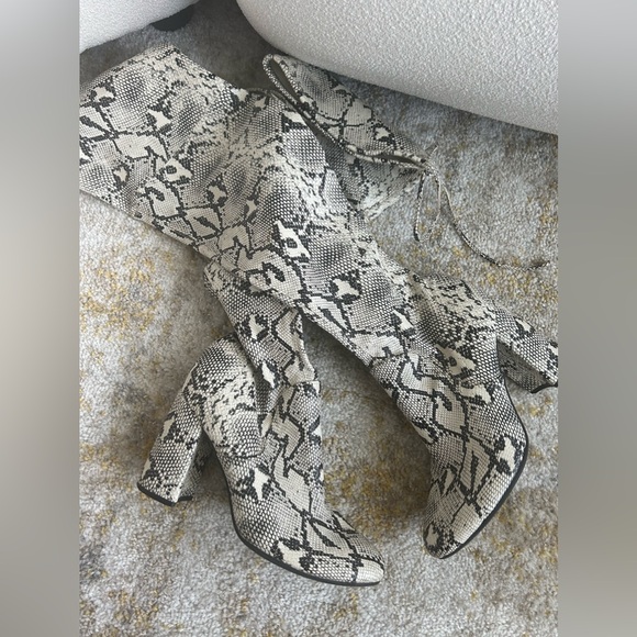 Unisa Shoes - Thigh high snake skin boots